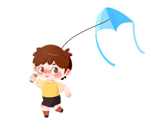 卡通人物男孩小孩风筝放风筝表情包GIF动态图